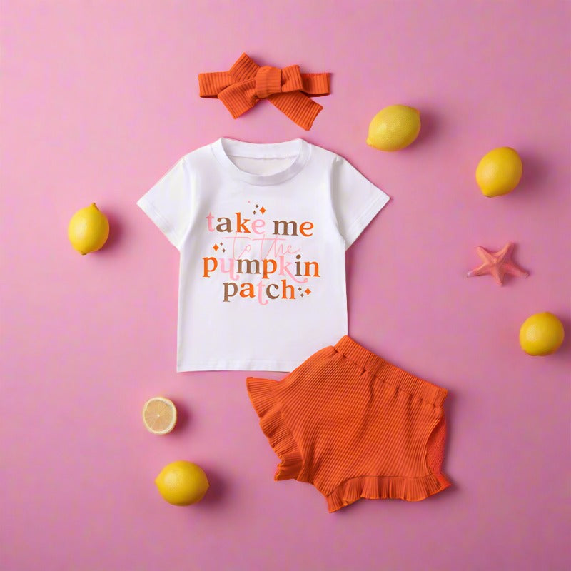 3 Pieces Set Baby Girls T-Shirts Shorts And Bow Headwear
