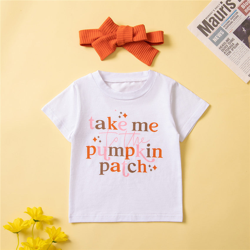 3 Pieces Set Baby Girls T-Shirts Shorts And Bow Headwear
