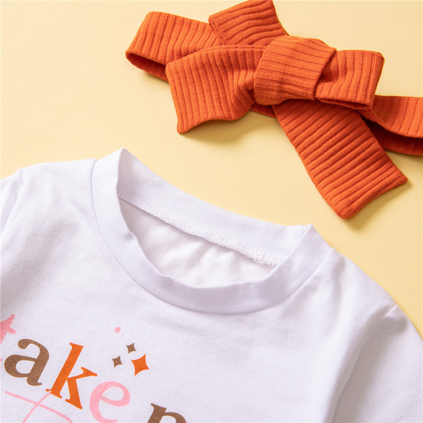 3 Pieces Set Baby Girls T-Shirts Shorts And Bow Headwear