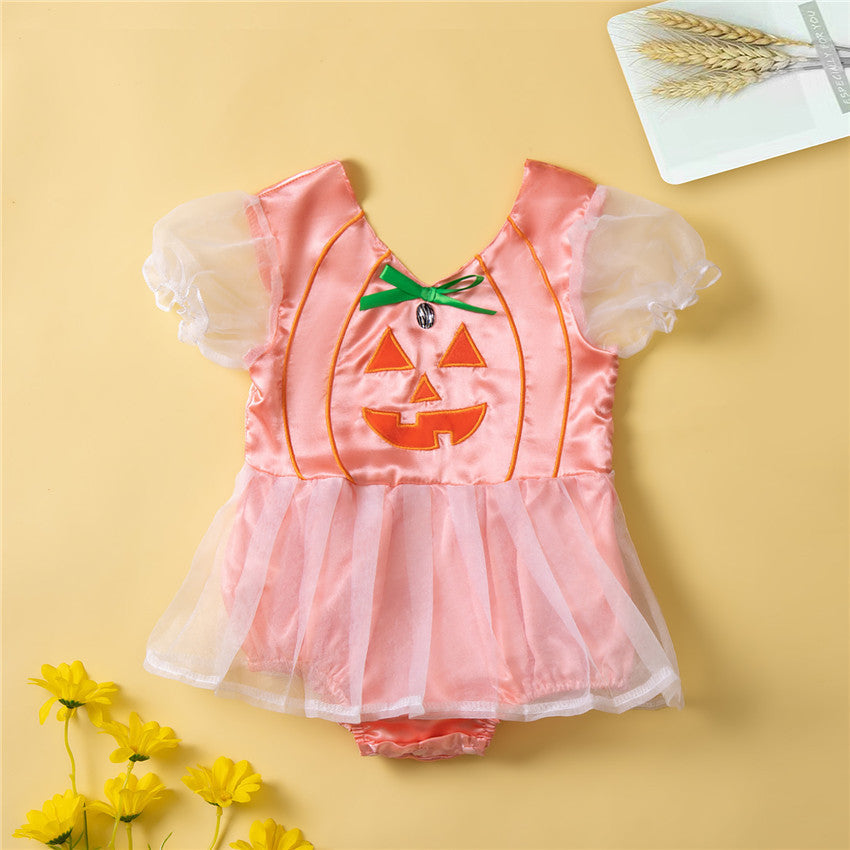 Baby Girls Cartoon Print Halloween Rompers