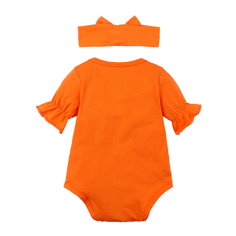 Baby Girls Cartoon Print Halloween Rompers