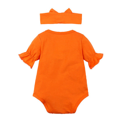 Baby Girls Cartoon Print Halloween Rompers