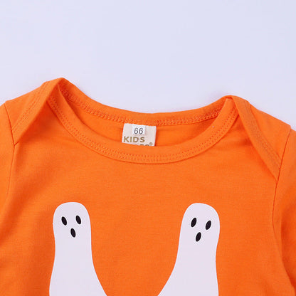 Baby Girls Cartoon Print Halloween Rompers