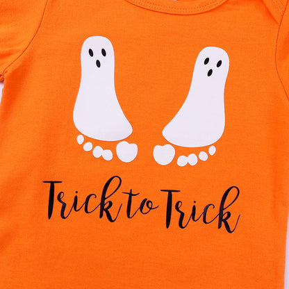 Baby Girls Cartoon Print Halloween Rompers