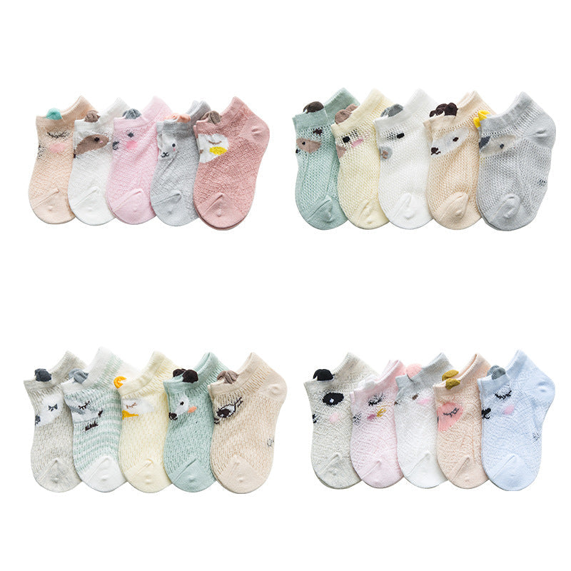 5 Pairs Baby Kid Unisex Animals Print Accessories Socks