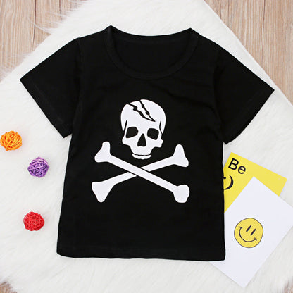 Kid Boys Cartoon Print Halloween T-Shirts