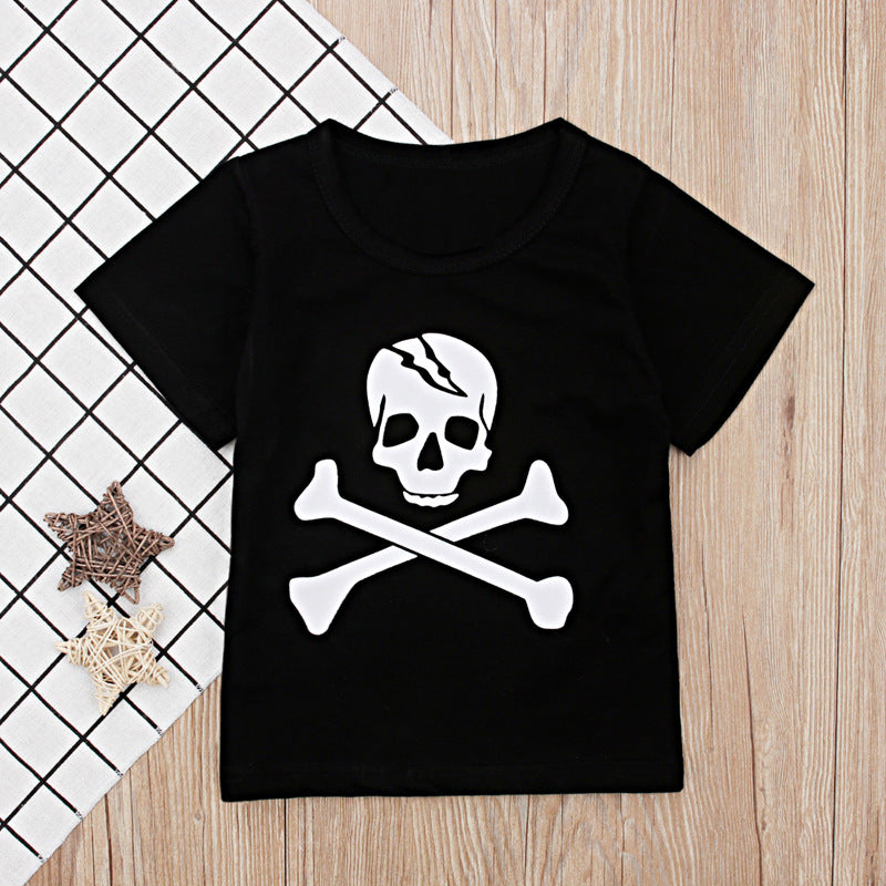 Kid Boys Cartoon Print Halloween T-Shirts