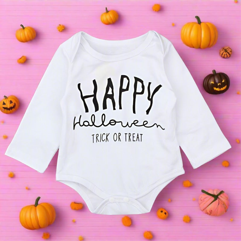 Baby Unisex Letters Halloween Rompers