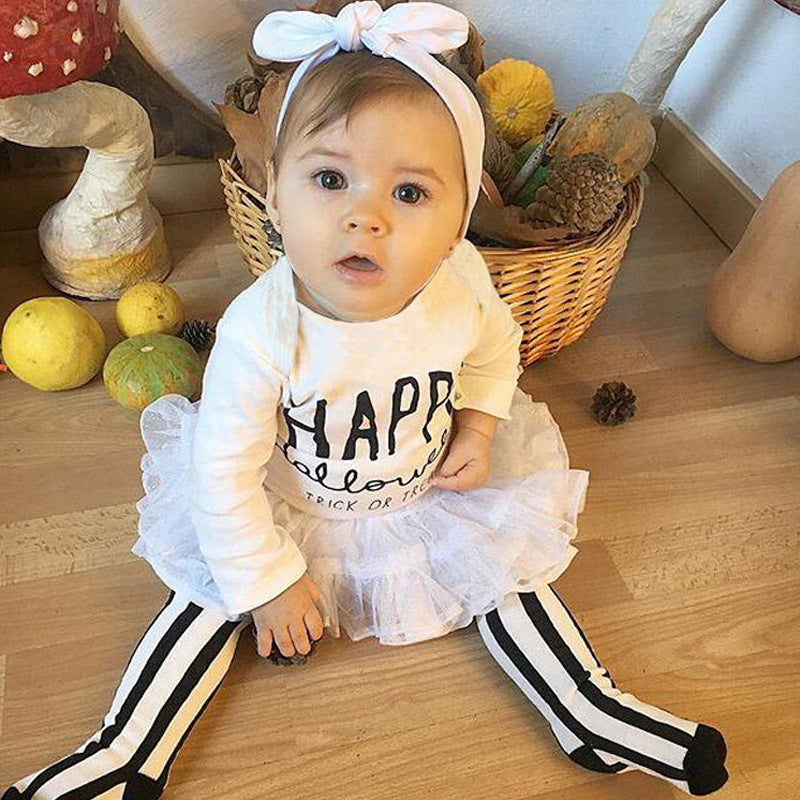 Baby Unisex Letters Halloween Rompers