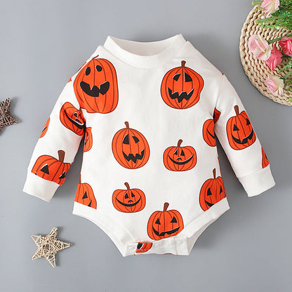 Baby Unisex Cartoon Print Halloween Rompers