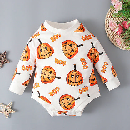 Baby Unisex Cartoon Print Halloween Rompers
