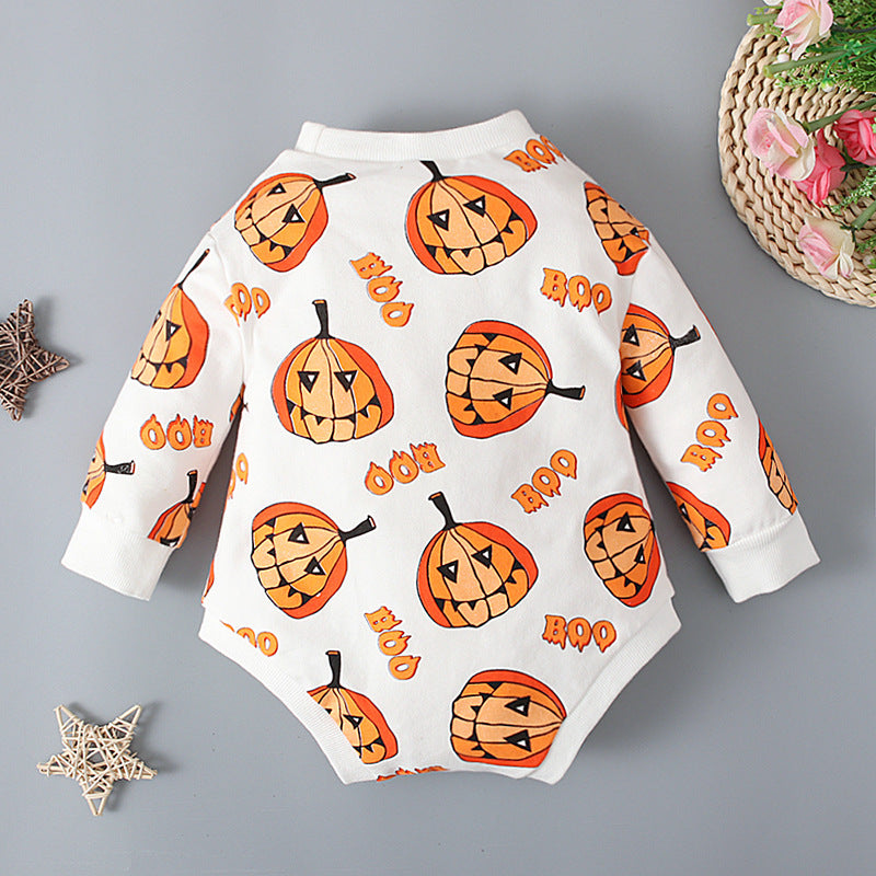 Baby Unisex Cartoon Print Halloween Rompers