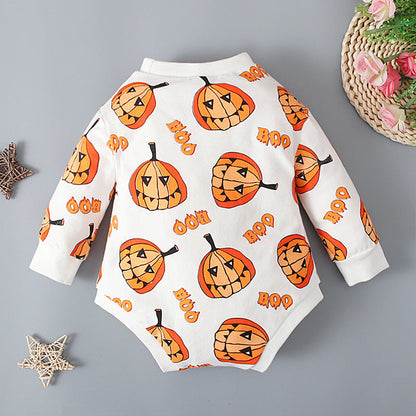 Baby Unisex Cartoon Print Halloween Rompers