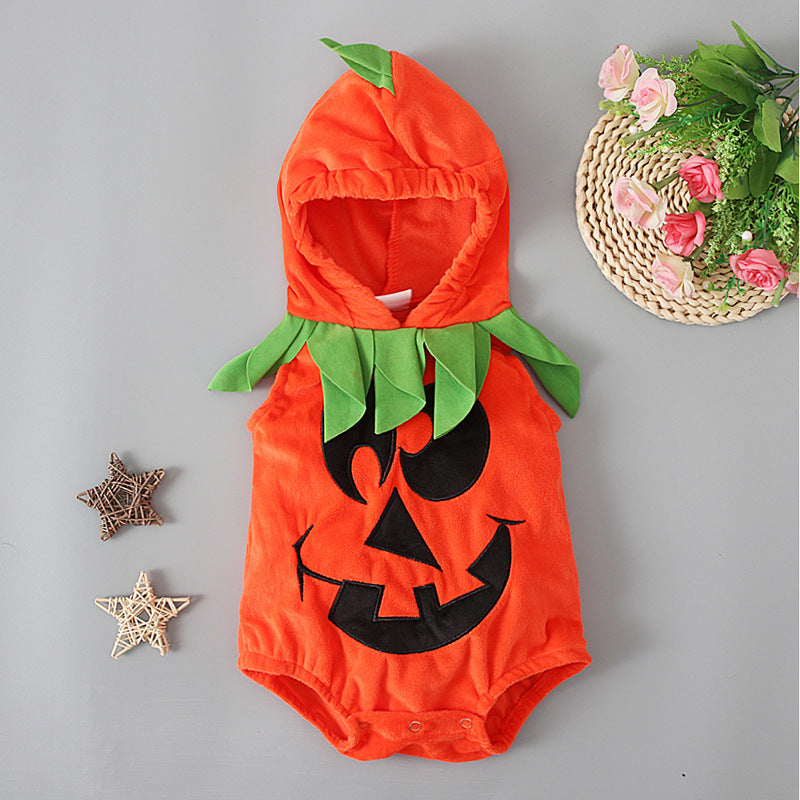 Baby Unisex Cartoon Embroidered Halloween Rompers
