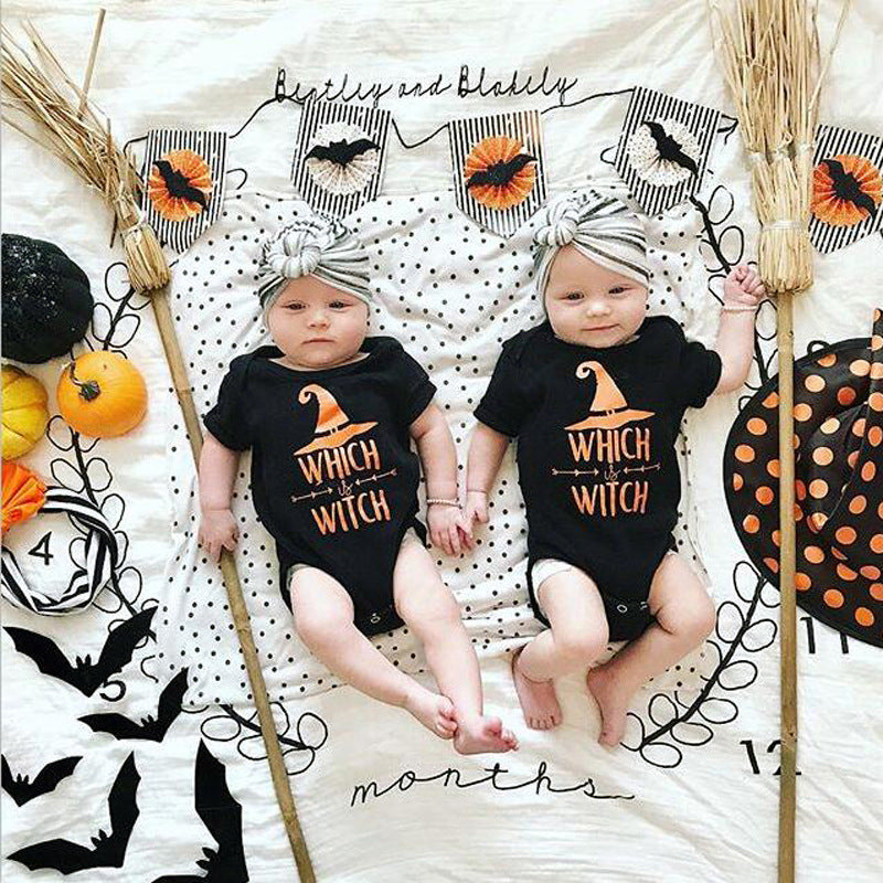 Baby Unisex Cartoon Print Halloween Rompers