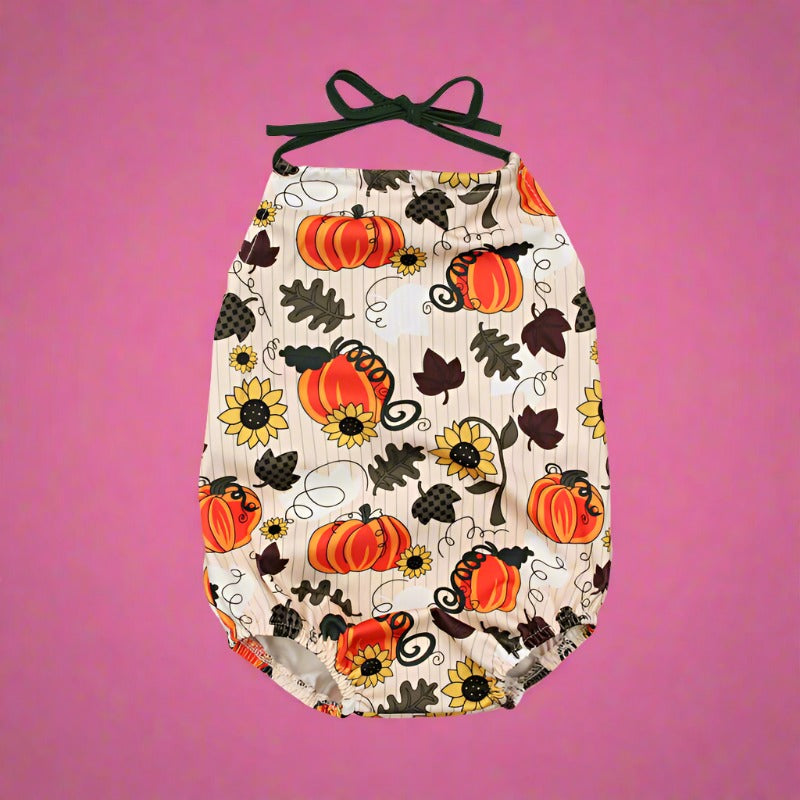 Baby Girls Flower Cartoon Print Halloween Rompers
