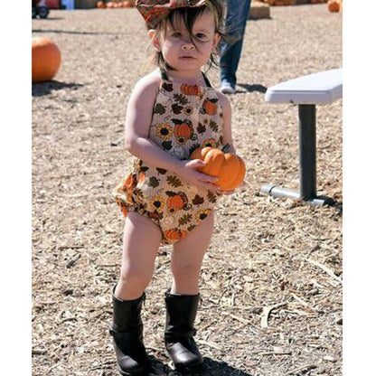 Baby Girls Flower Cartoon Print Halloween Rompers