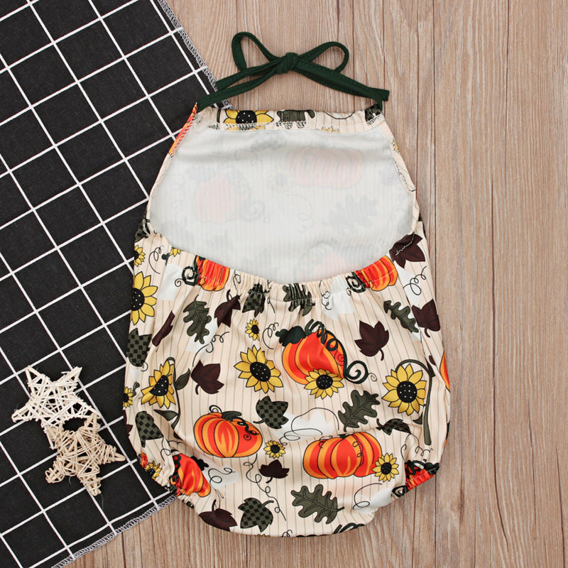 Baby Girls Flower Cartoon Print Halloween Rompers