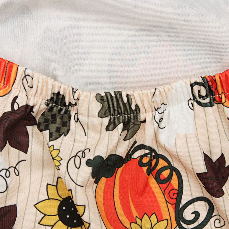 Baby Girls Flower Cartoon Print Halloween Rompers