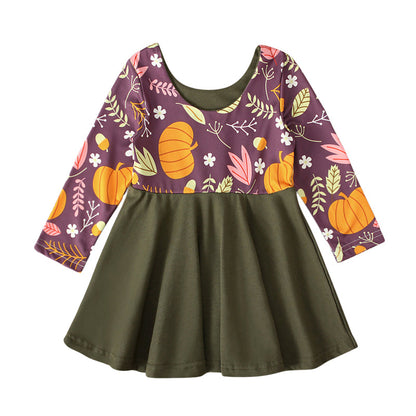 Baby Kid Girls Color-blocking Animals Cartoon Halloween Dresses