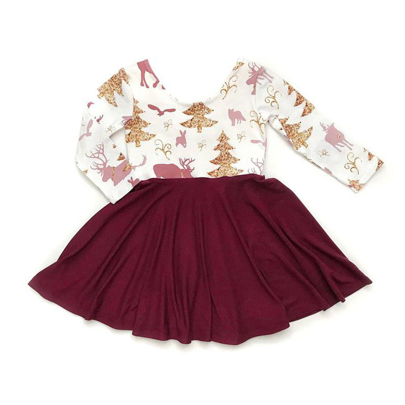Baby Kid Girls Color-blocking Animals Cartoon Halloween Dresses