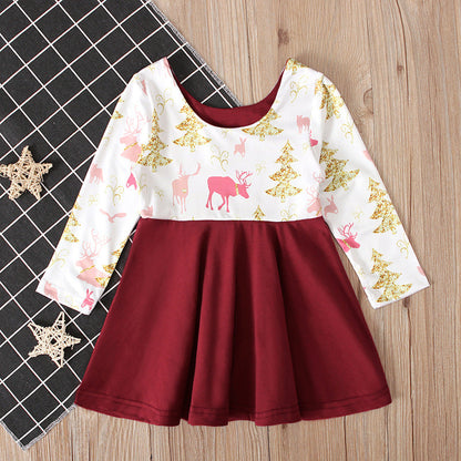 Baby Kid Girls Color-blocking Animals Cartoon Halloween Dresses
