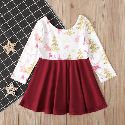 Baby Kid Girls Color-blocking Animals Cartoon Halloween Dresses