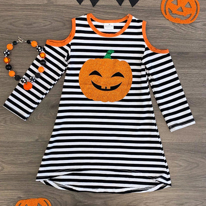 Baby Kid Girls Striped Cartoon Halloween Dresses