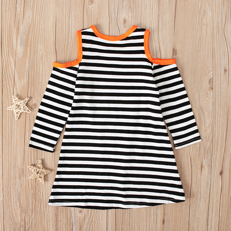 Baby Kid Girls Striped Cartoon Halloween Dresses