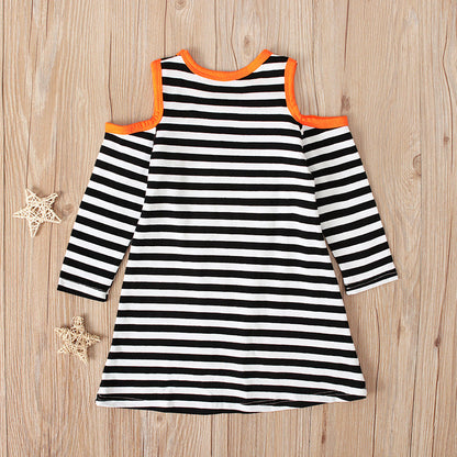 Baby Kid Girls Striped Cartoon Halloween Dresses