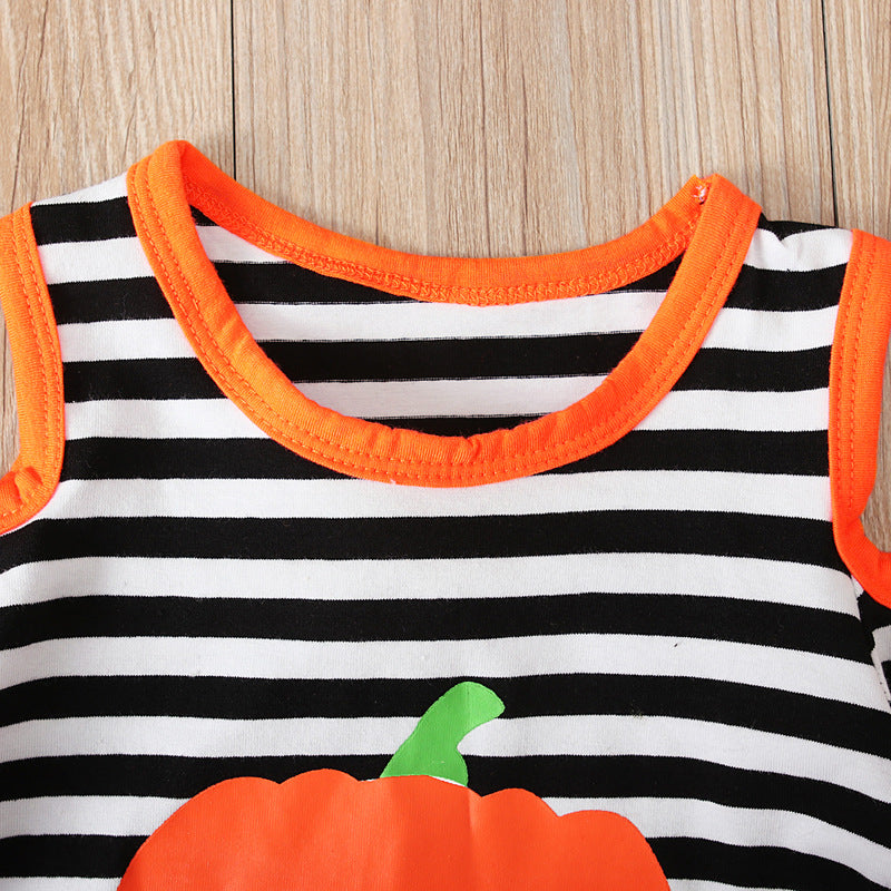 Baby Kid Girls Striped Cartoon Halloween Dresses
