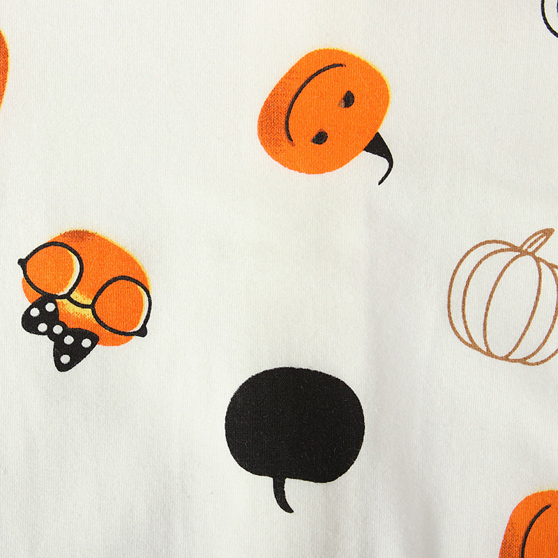 Baby Unisex Cartoon Expression Print Halloween Jumpsuits