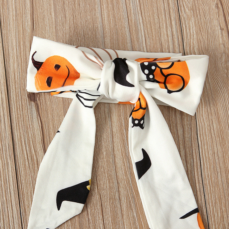 Baby Kid Girls Cartoon Expression Print Halloween Dresses