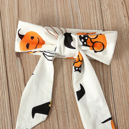 Baby Kid Girls Cartoon Expression Print Halloween Dresses