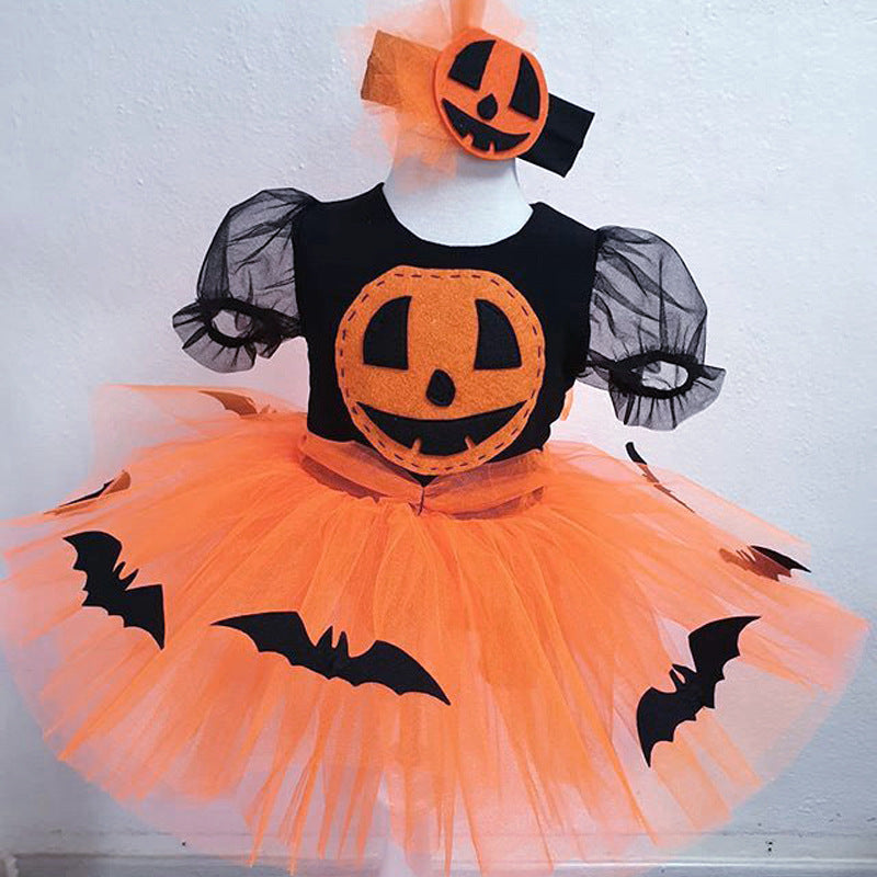 Baby Kid Girls Cartoon Print Halloween Dresses