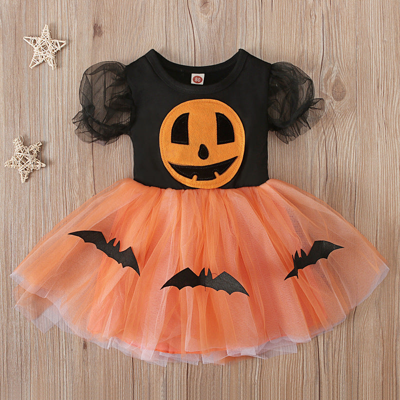 Baby Kid Girls Cartoon Print Halloween Dresses