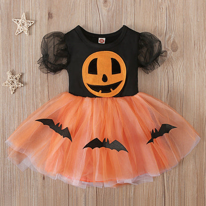 Baby Kid Girls Cartoon Print Halloween Dresses