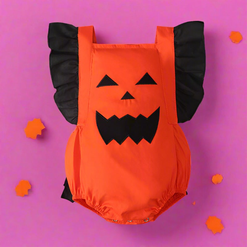 Baby Girls Color-blocking Print Halloween Rompers