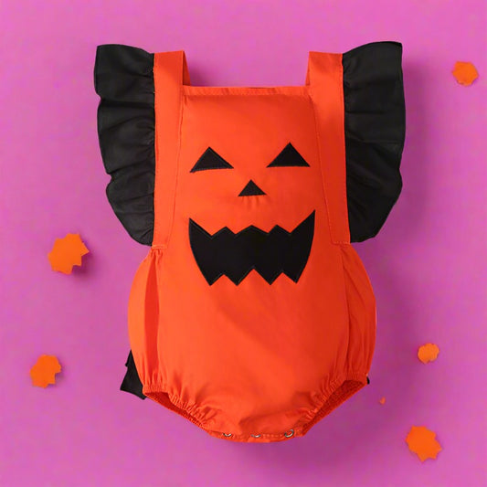 Baby Girls Color-blocking Print Halloween Rompers