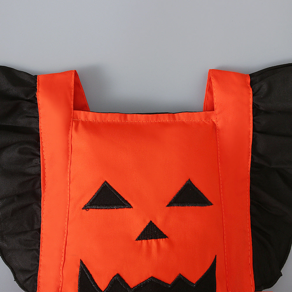 Baby Girls Color-blocking Print Halloween Rompers