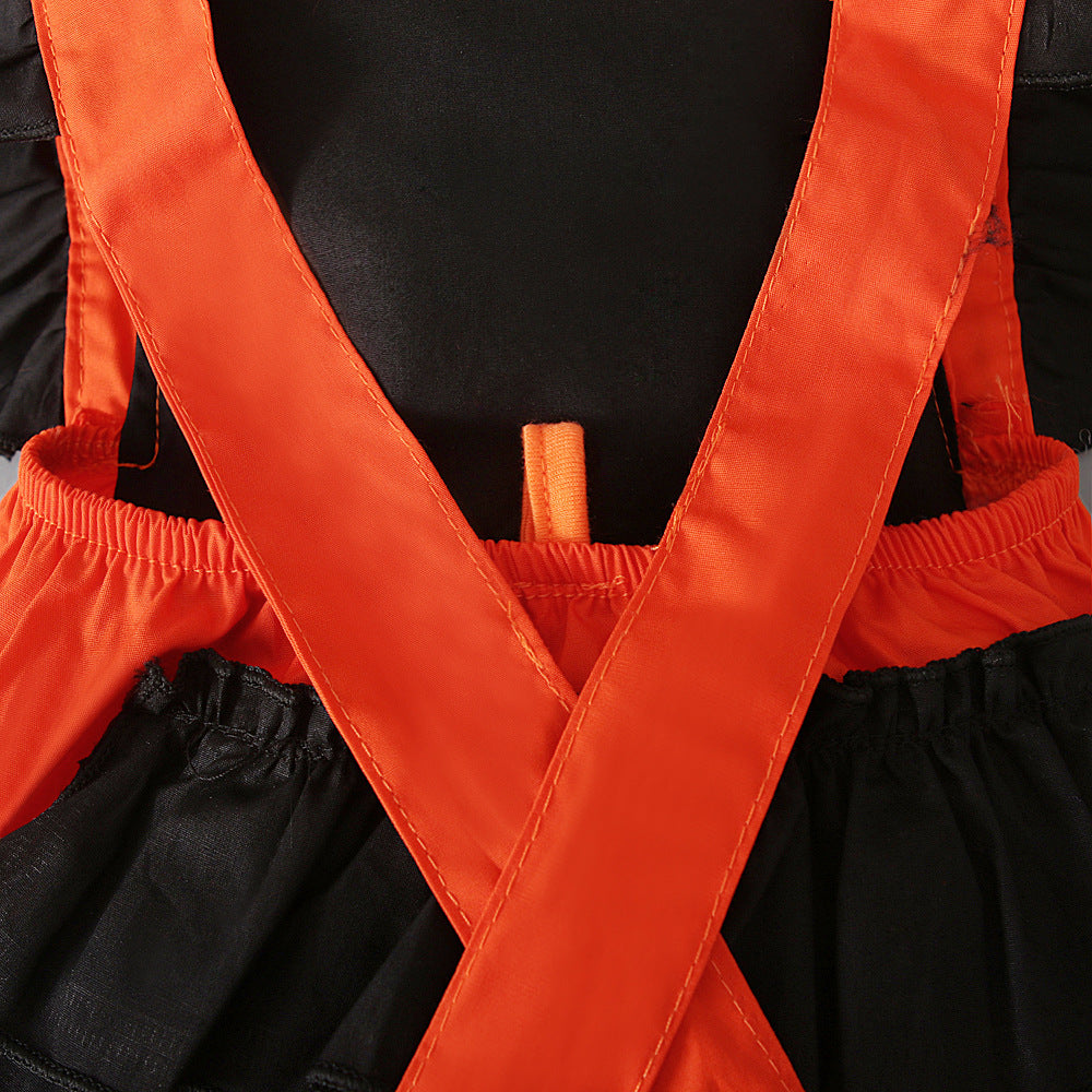 Baby Girls Color-blocking Print Halloween Rompers