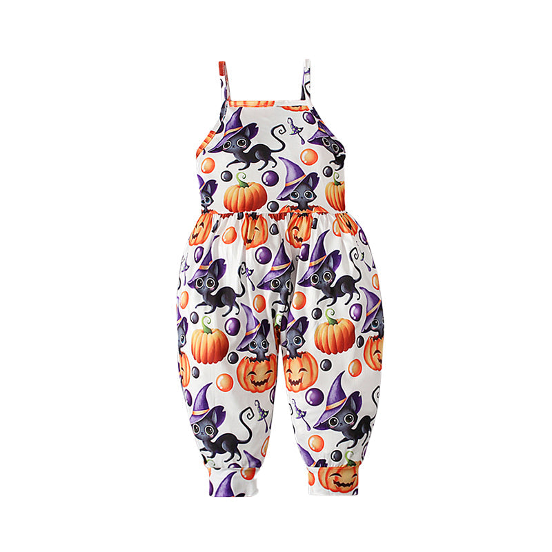 Baby Kid Girls Color-blocking Cartoon Halloween Jumpsuits