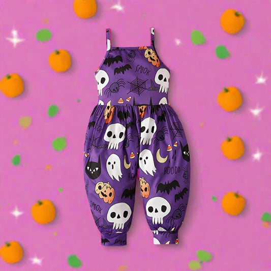 Baby Kid Girls Color-blocking Cartoon Halloween Jumpsuits