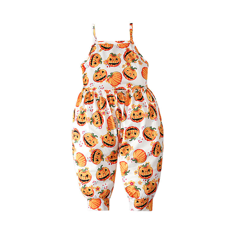 Baby Kid Girls Color-blocking Cartoon Halloween Jumpsuits