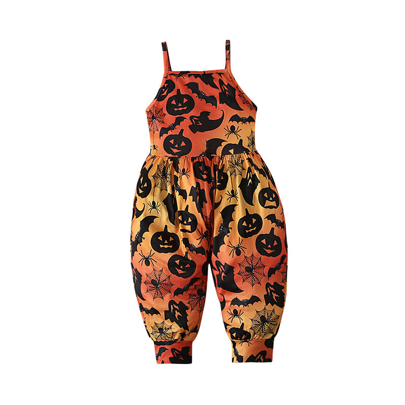 Baby Kid Girls Color-blocking Cartoon Halloween Jumpsuits
