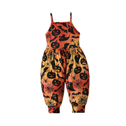 Baby Kid Girls Color-blocking Cartoon Halloween Jumpsuits