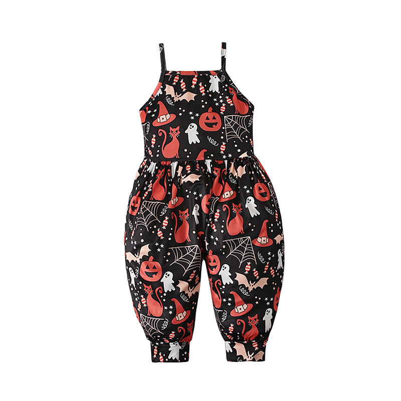 Baby Kid Girls Color-blocking Cartoon Halloween Jumpsuits