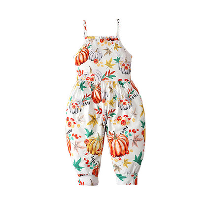 Baby Kid Girls Color-blocking Cartoon Halloween Jumpsuits