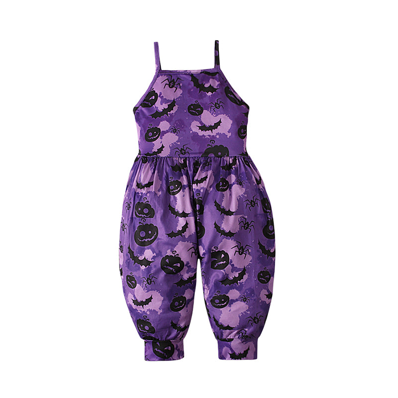 Baby Kid Girls Color-blocking Cartoon Halloween Jumpsuits