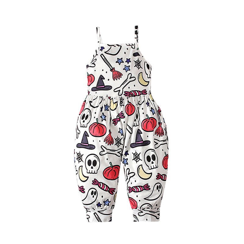 Baby Kid Girls Color-blocking Cartoon Halloween Jumpsuits